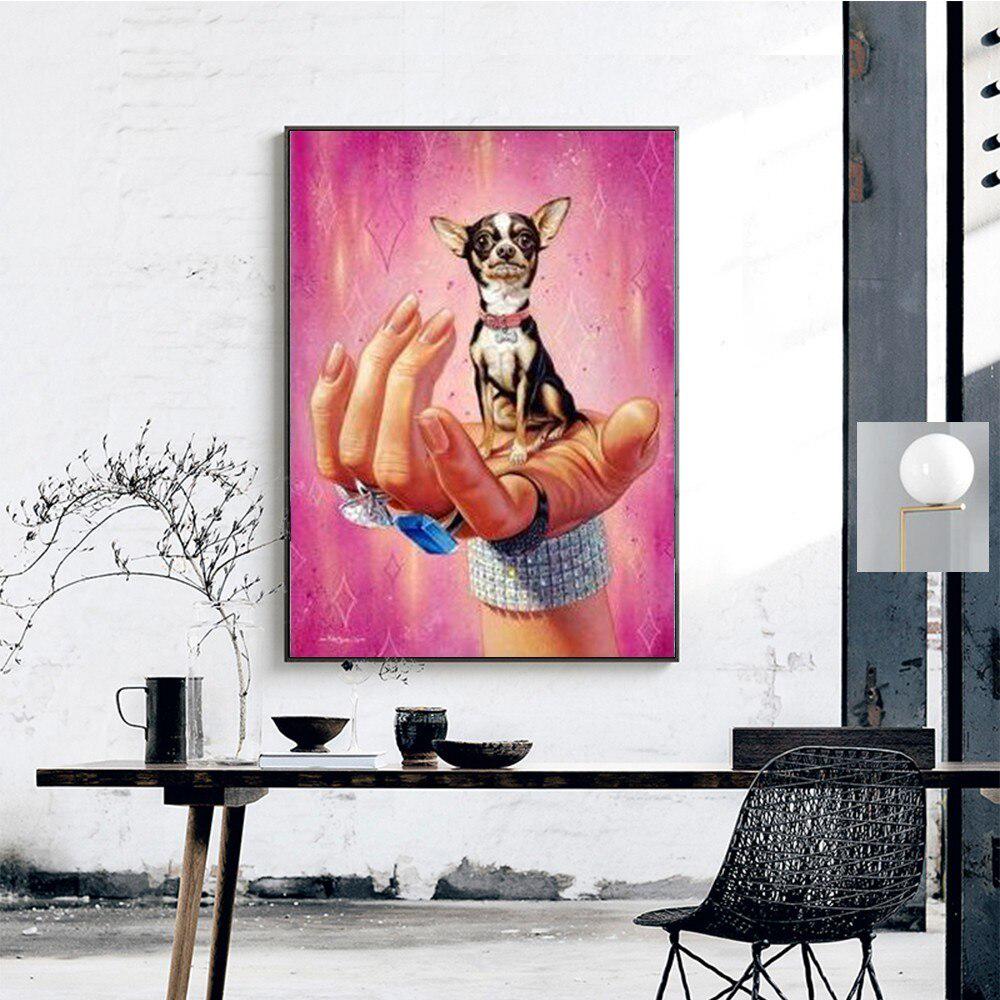 DIY diamentowe malowanie psa i dłoni pełne okrągłe dżetów zwierzęcy haft diamentowy