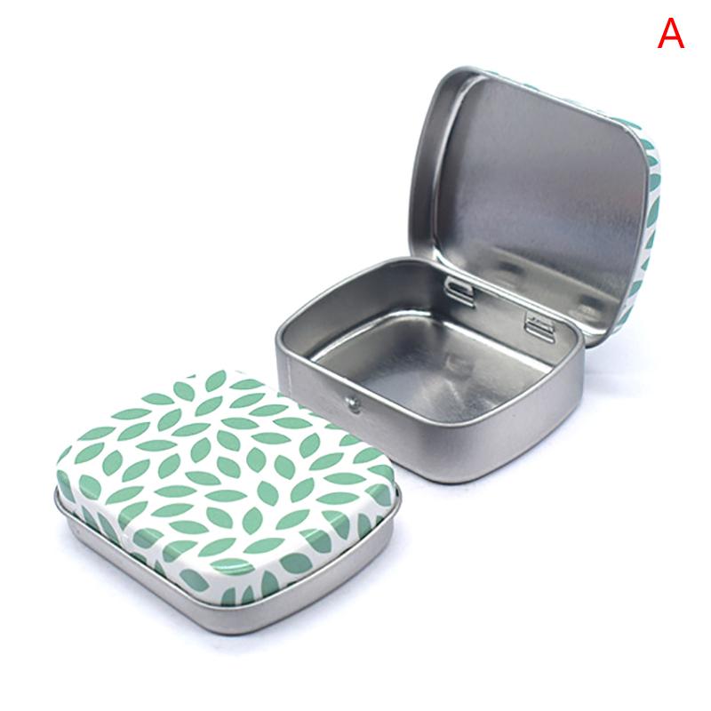 Portable Mini Metal Hinged Tin Box With Lid Rectangular Small Storage Container Candy Pill Case Pill Organizer Capsule Box