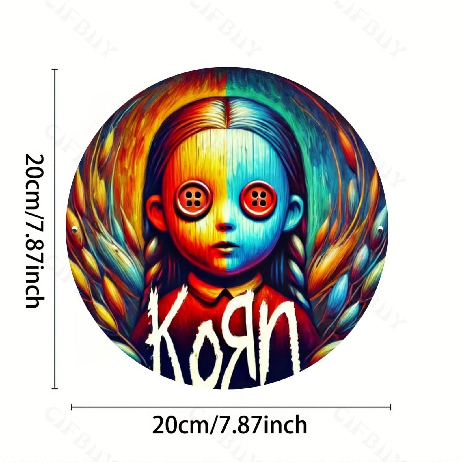 

Винтажная металлическая табличка Korn Декор стены Круглая алюминиевая табличка 8x8 дюймов Идея для подарка разноцветный