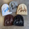 Graffiti Letter Star Print Knit Unisex Winter Warm Soft Ribbed Cap