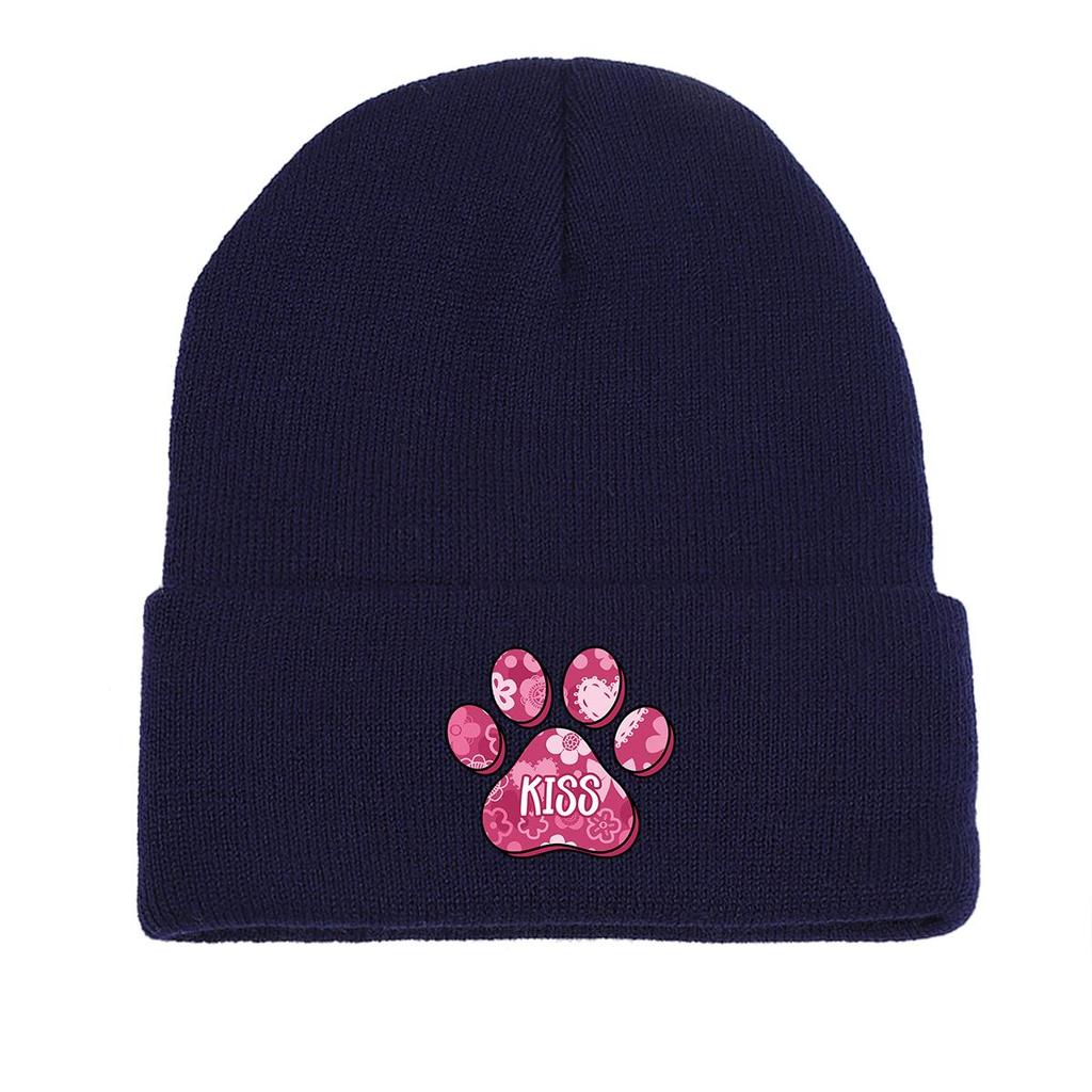 Dog Cat Paw Print Heart Knit Hat Beanie, Valentine's Day "XOXO LOVE KISS", 8 Patterns 10 Color 80 Different Caps, Cozy Stylish Knitted Cap Beanie