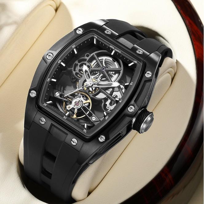 Men's transparent fashion watch barrel-shaped fully automatic trend luminous waterproof mechanical watch