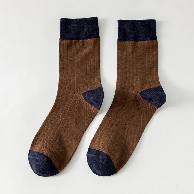 Men's and Women's Patchwork Color Cotton Socks Versatile Medium Tube Socks Warm In Autumn and Winter Casual Thickened Breathable Socks