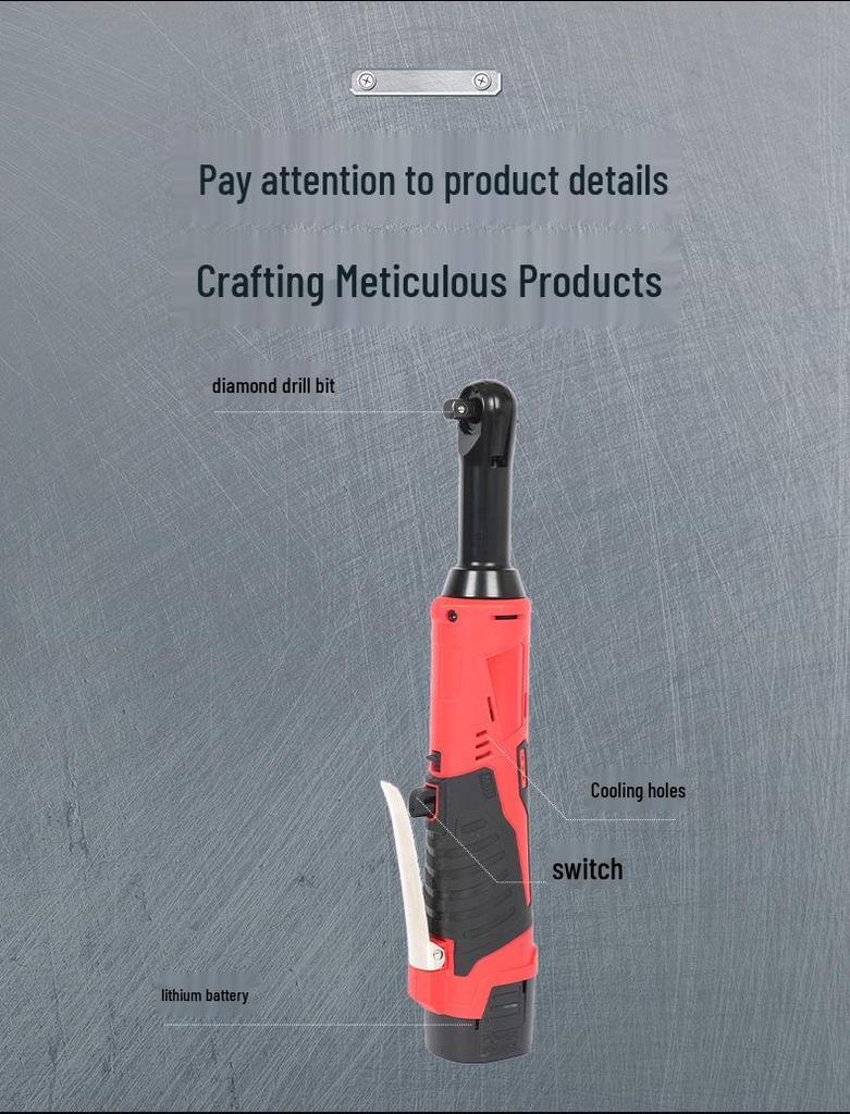 18V Lithium Battery Multifunctional 90-Degree Angle Electric Ratchet Wrench