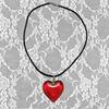 Collana Grande Cuore d'Amore Ciondolo Catena Clavicola Punk Catena Nera in Corda Ciondolo in Vetro Collana Choker Ornamento di Compleanno