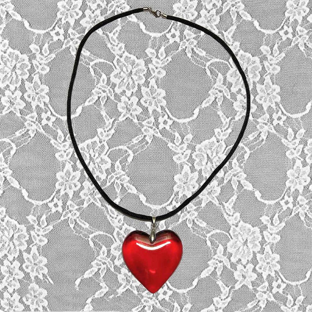 Collana Grande Cuore d'Amore Ciondolo Catena Clavicola Punk Catena Nera in Corda Ciondolo in Vetro Collana Choker Ornamento di Compleanno