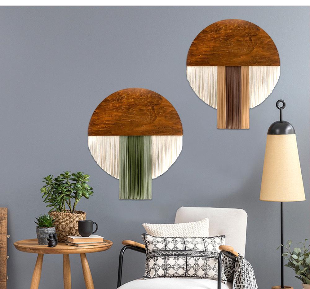 Handmade Round Retro Woven Wall Tapestry: Artful Decor for Living Room or Entrance