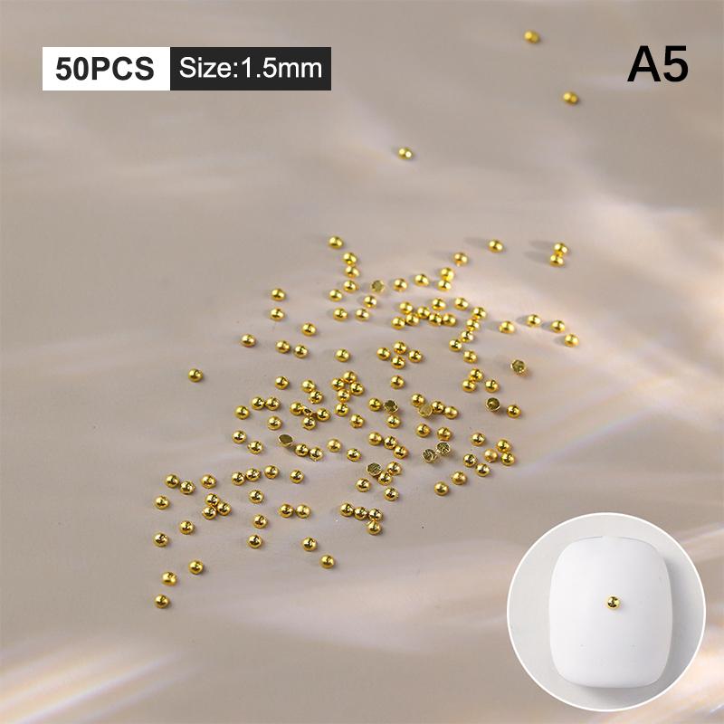 

50 шт. мини-полукруглые бусины из нержавеющей стали в виде икры, украшения для ногтей, микрошарики, гель-лак, маникюрные принадлежности A5