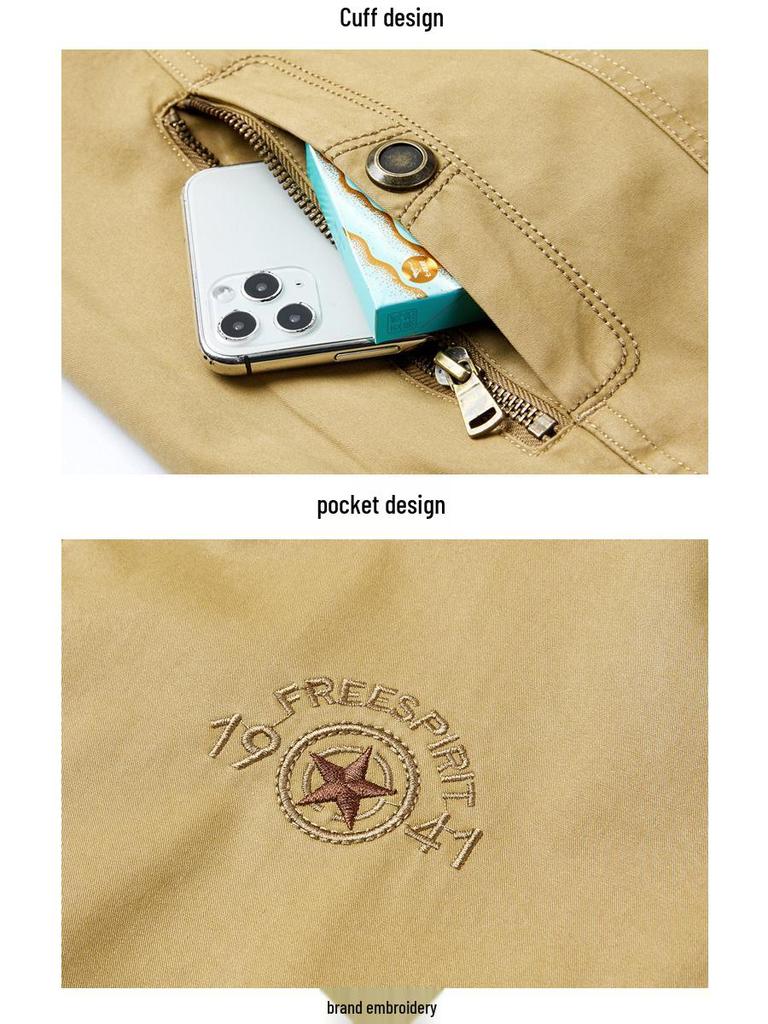 Men's Double-Sided Pure Cotton Jacket - Stand Collar, Loose Fit, Business Casual for Spring and Autumn.