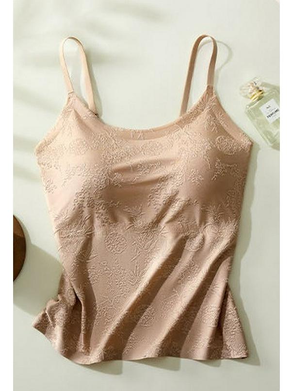 

Elegant Chinese Style Slimming Jacquard Camisole - High Elasticity One-Piece with Fixed Cup and Flattering Back Design XXL (70-80 kg)