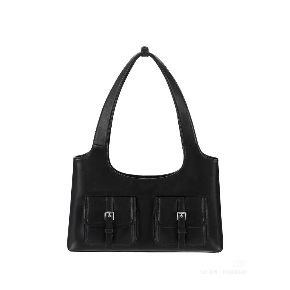 

Сумка-тоут карманная, сумка-тоут Boston в корейском стиле, сумка подмышку, универсальная ПУ сумка-хобо, для девочек чёрный