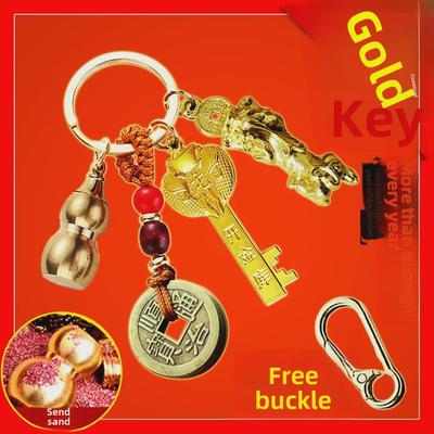 New Year Dragon Five Emperors Gold Coin Pixiu Zodiac Keychain