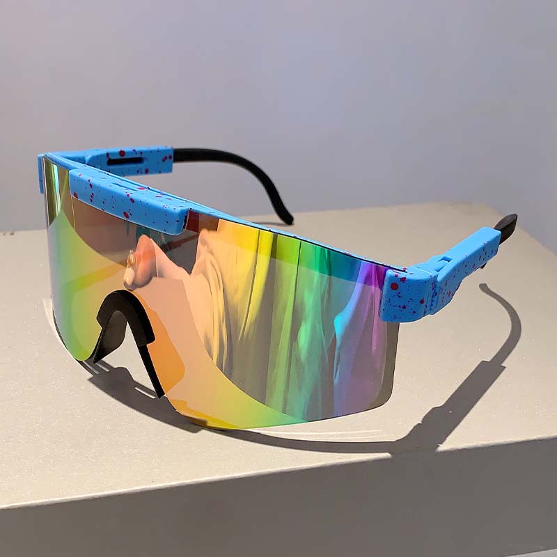 Oversized Sports Sun Glasses  Wrapped Round Mirror Outdoor Cycling Goggle Trendy Futuristic Punk Sunglasses for Men