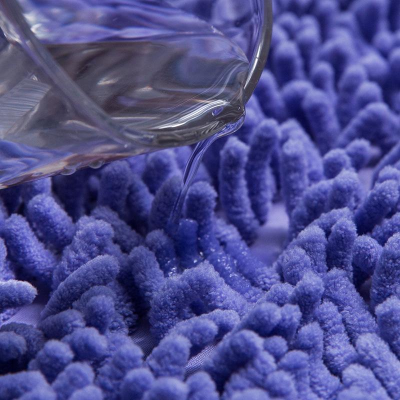 Non-Slip Chenille Half-Round Floor Mat - Water Absorbing, Machine Washable Rug for Hallway, Bathroom, and Bedroom