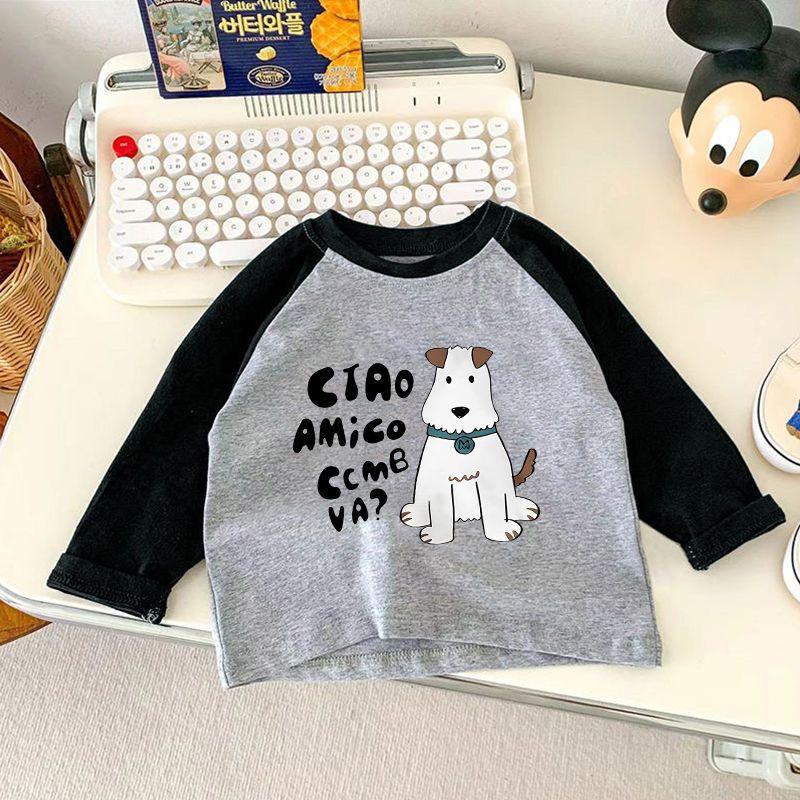 Spring Autumn Cotton Kids Long Sleeve T Shirt Cartoon Patchwork Base Layer Top For Boys Girls Toddler Baby