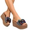 Sequin Bow Platform Sandals for Women 2025 Summer New Arrival Plus Size Thick Sole Strappy Sandals