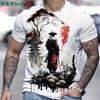 3D Printed Japan Samurai Pattern T-shirts Summer O-Neck Short Sleeve Loose Fashion Personality Street T-shirts