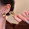 French Maillard Coffee Stud Earrings Women's Light Luxury Temperament High-end Earrings Autumn and Winter Retro Versatile Ear Jewelry
