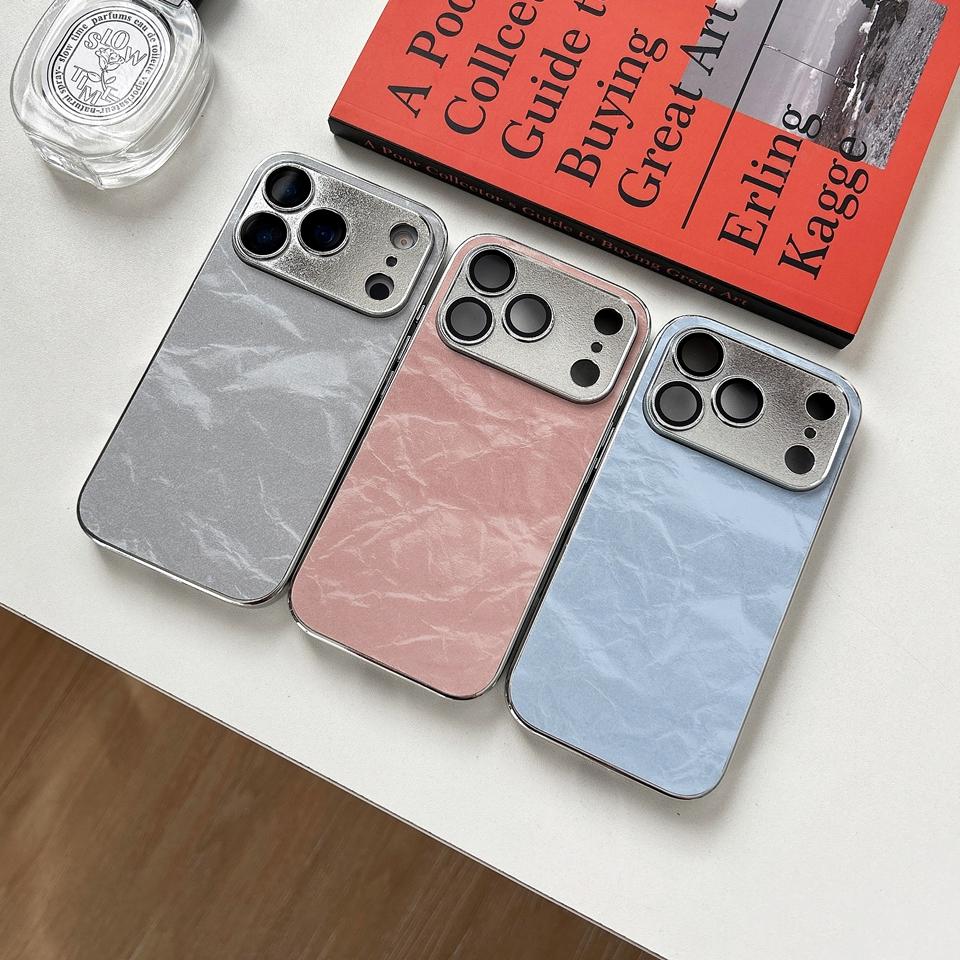 Plating Learther Phone Case for iPhone 17 Air 16 13 14 11 12 15 Pro Max Plus Case Camera Lens Protector Hard Cover