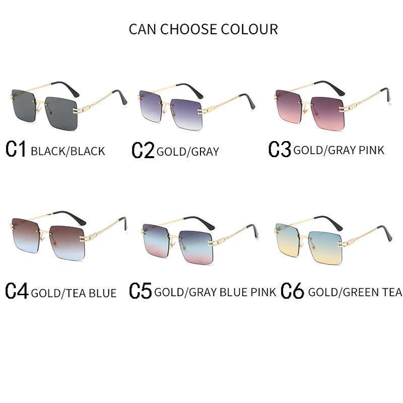 Fashion Square Sunglasses Men Women Gradient Frameless Sun Glasses For Men Popular High Quality Metal Eyewear UV400