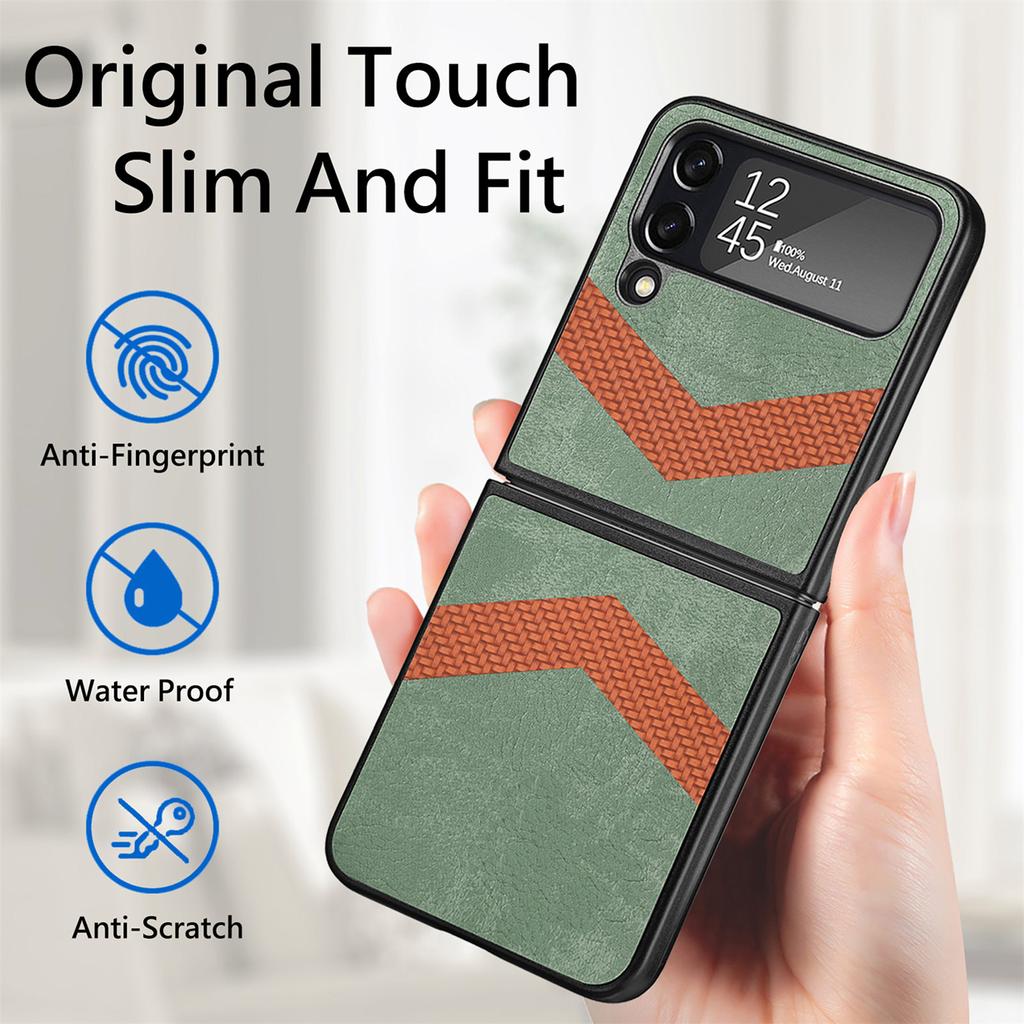 Luxuriöse, schweißhemmende Lederhülle mit Klappdesign für Samsung Galaxy Z Flip 4 5g Zflip4 Flip4, sturzsichere Telefonabdeckung