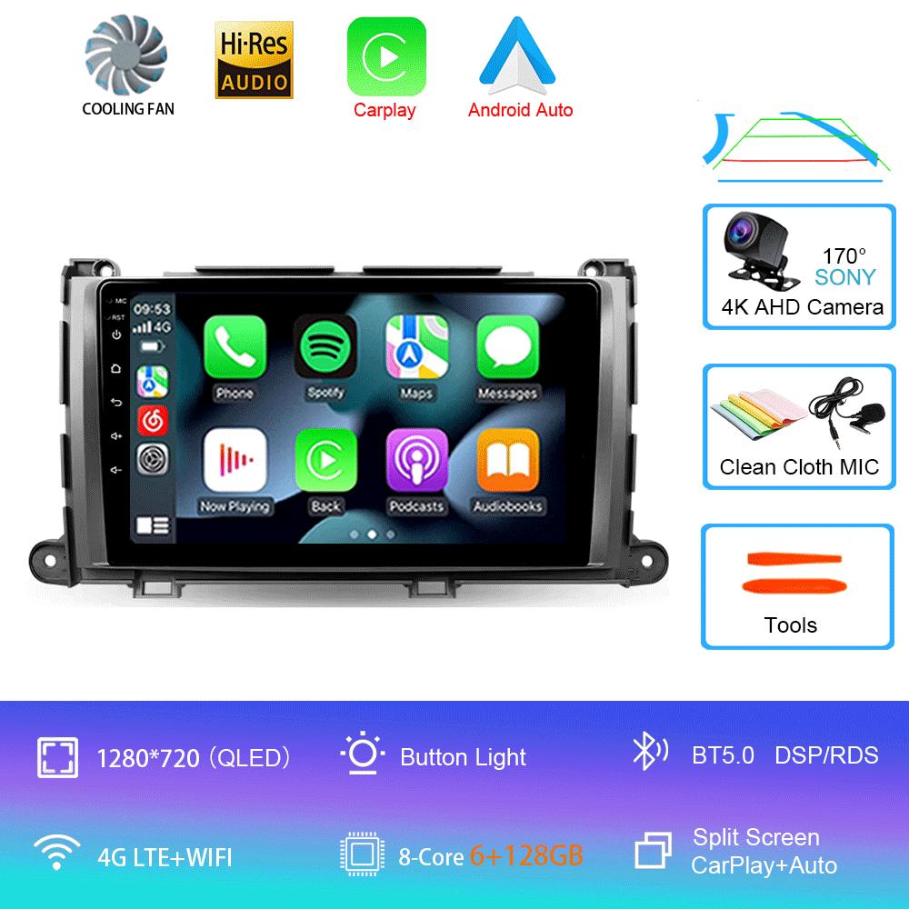 For Toyota Sienna 3 XL30 2010 - 2014 Car Radio Android 14 Carplay Auto 2K Screen Multimedia Video Player 2 Din Autoradio Stereo