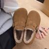 Warm Fleece Full-cover Shoes, Women's Versatile Thick-soled Shoes, Casual One-step Cotton Shoes