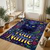 Ethereal Cat Theme Soft Crystal Velvet Rug Custom Name & Text Print Non Slip Floor Rug for Bedroom Living Room