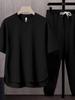 Set da uomo a due pezzi tinta unita tendenza giapponese: T-shirt a maniche corte e pantaloni lunghi (Estate 2025)