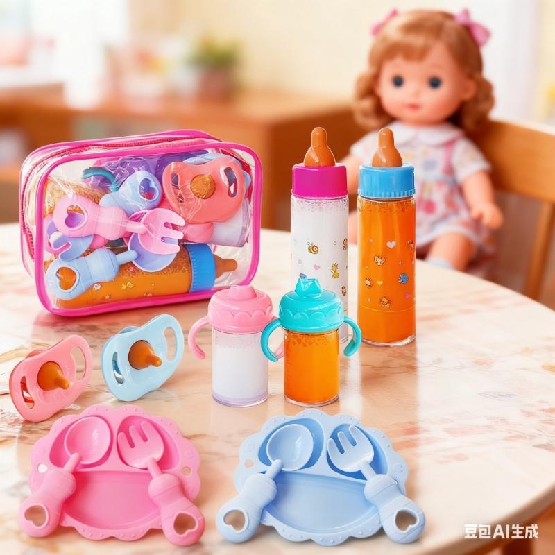 12pcs Realistic Baby Doll Feeding Set With Bottle Pacifiers Juice Containers Interactive Pretend Play Nursing Accessories