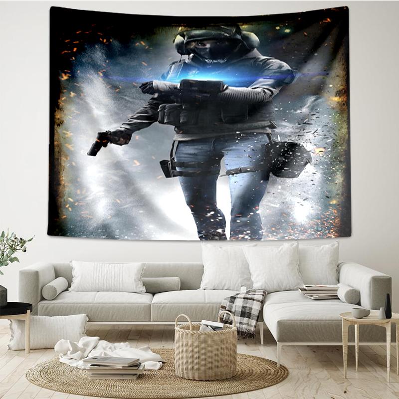Rainbow Six Siege Nyomtatott Faliszőnyeg, Háttér, Könnyen Felszerelhető, Ideális Hálószobába, Irodába és Nappaliba, Esztétikus Falra Akasztható Díszekkel.