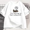 I'm Starting To Feel Exhaustedgraphci TShirt Stardew Valley Sleepy Cat Print T Shirt Gamer Lover Short Sleeve Women Top Clothing