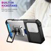 For iPhone 17 Case Kickstand Slide Lens Lid PC+TPU Phone Cover with Card Slot