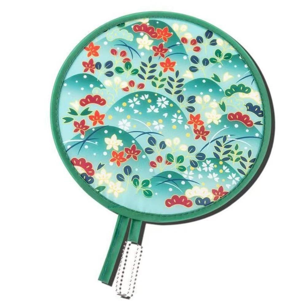 Floral Round Hand Fan Mini Pocket Cooling Fan New Handheld Folding Fan Outdoor Beach