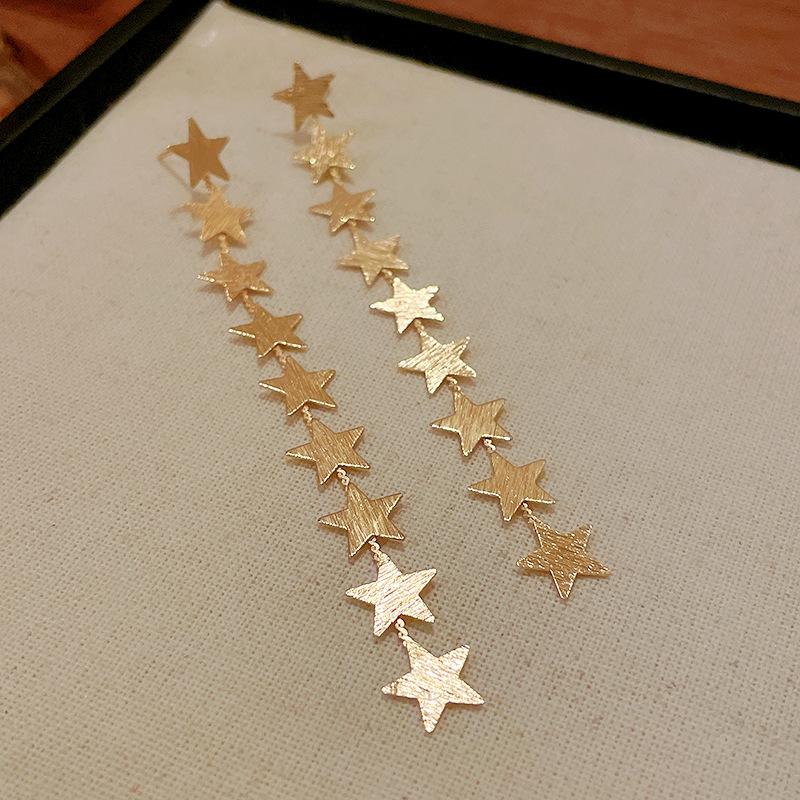 Silver needle metal star fringed earrings European and American fashion temperament earrings niche versatile high-end earrings women