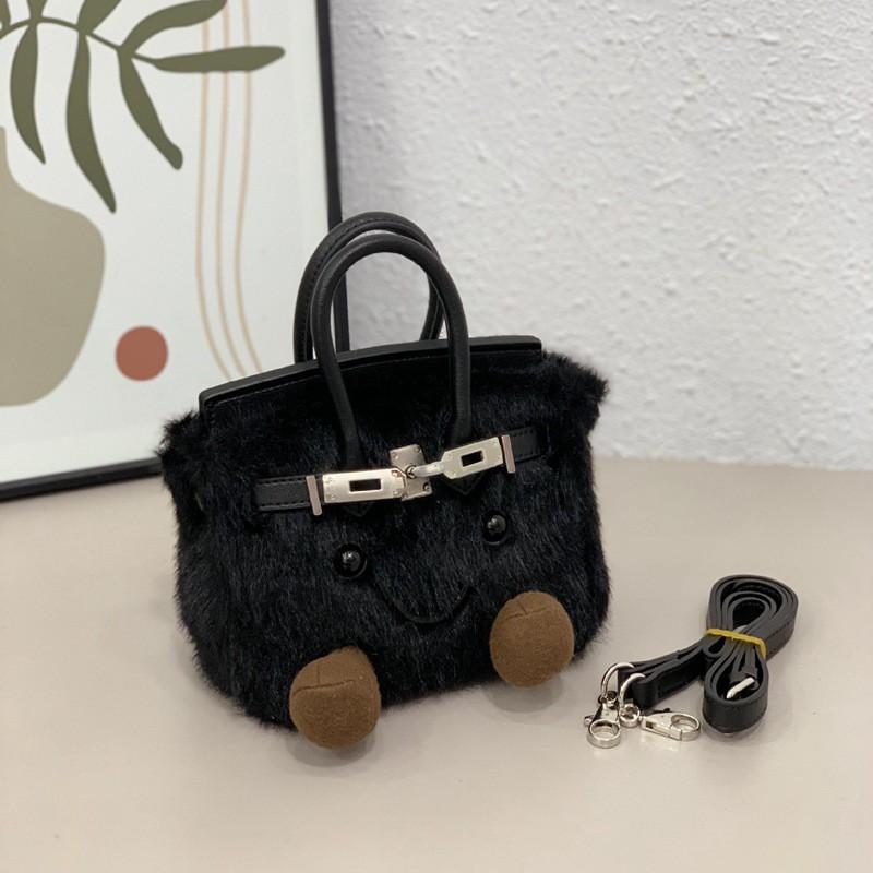 Mini Plush Shoulder Bag With Lock