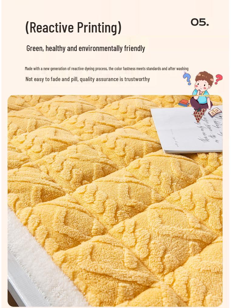 Winter Milk Velvet Mattress Topper for Dorms - Thick Coral Fleece Pad for Single Beds