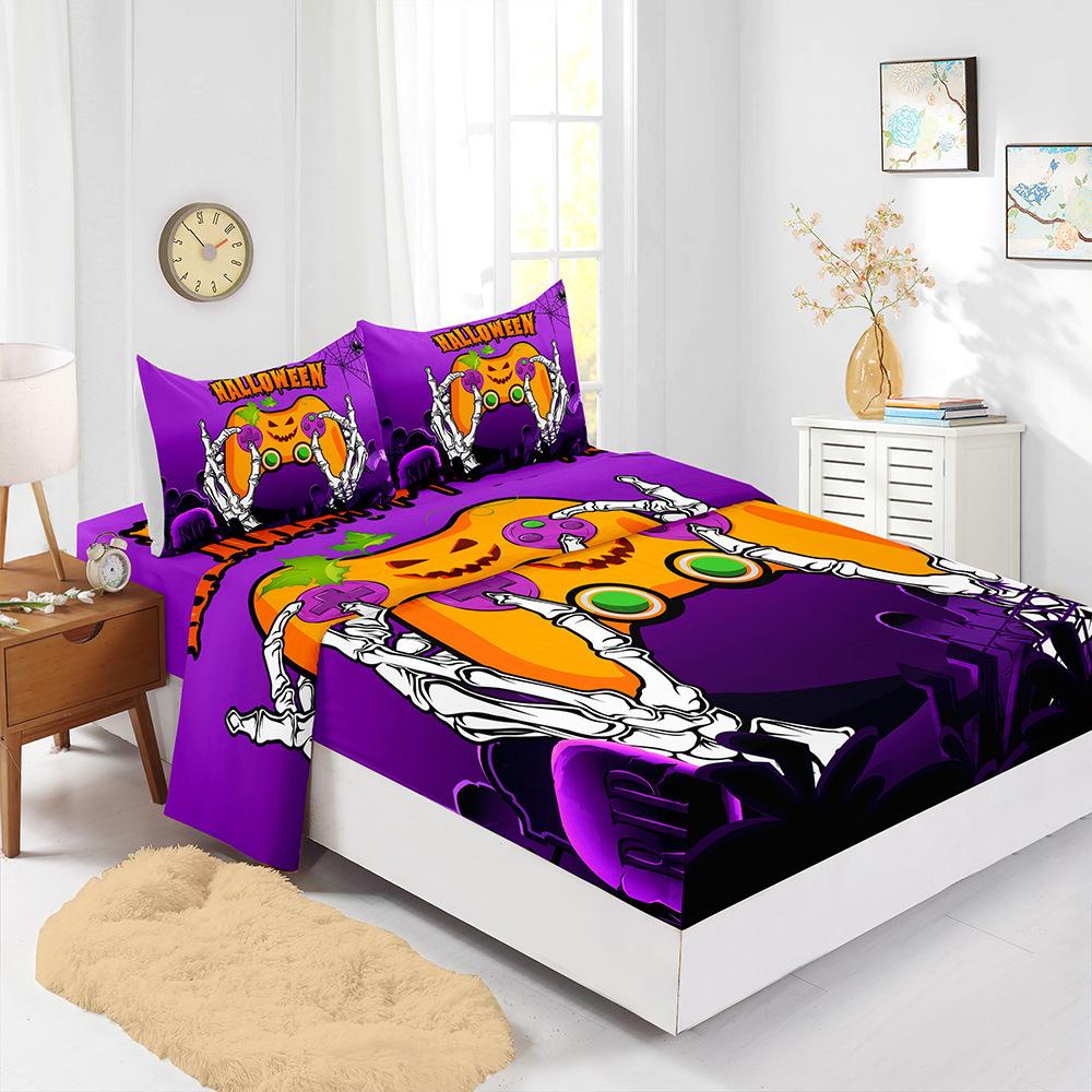 Four-Piece Mattress Set 3D Digital Printing Mattress Protective Cover Halloween Mattress