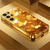 Goldener Schmetterling Glas Handyhülle für Samsung Galaxy S26 S25 S24 S23 S22 FE Ultra Plus Eingebautes Glas Gold Exquisit Wunderschön