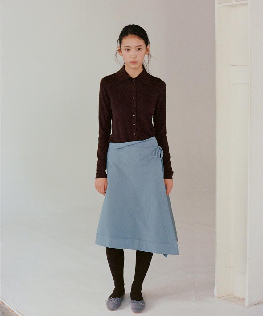Button Unbalanced Wrap Skirt (2 Colors)