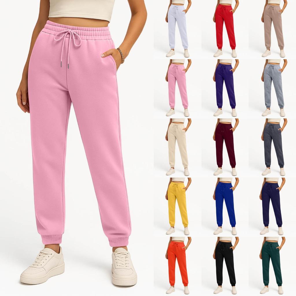 Women  Elastic Waist Cuff Pants Trousers Summer Loose Fit Hiking Jogger Pant With Pocket