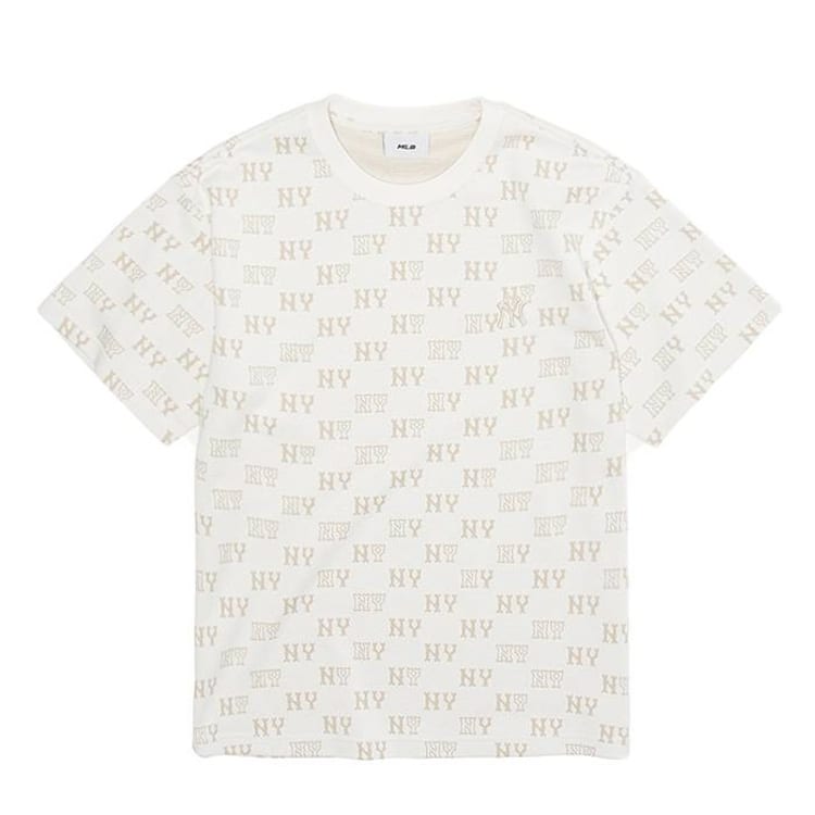 MLB T Shirts Unisex New York Yankees/Ivory TSM01 Crew Neck Moderate 3ATSM0163-50IVS