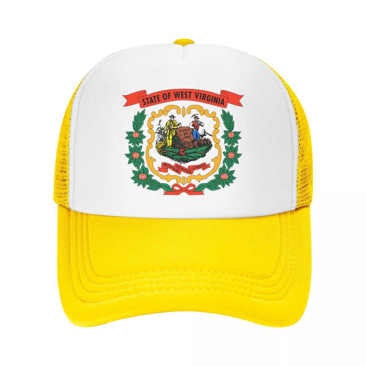

Флаг штата Западная Вирджиния Повседневная простая сетчатая бейсболка Регулируемые кепки Snapback для женщин Унисекс Кепки для папы-дальнобойщика Adjustable