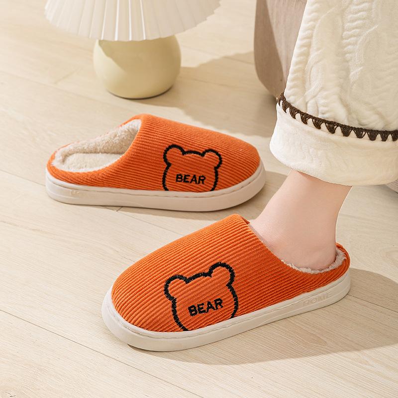 Cotton slippers autumn and winter home indoor warm plush thickened couple light outdoor cotton shoes
