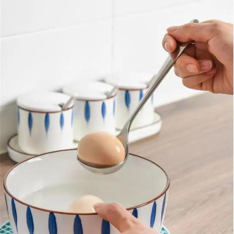 Feel Comfortable Small Spoon Household Stainless Steel Ladle Tableware Thickened Material Round Spoon Long Handle