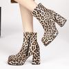 Sexy Women's Ankle Boots Platform Leopard Short Shoes New 2025 Block High Heel Fashion Autumn Winter Motorcycle Boots Ladies