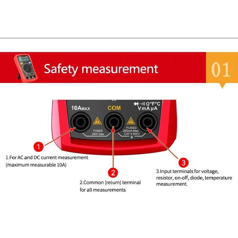 UNI-T  UT33A+ UT33B+ UT33C+ UT33D+ Palm Size Multimeter CAT II 600V LCD Display Test Lead Hanging Groove Ergonomic Design