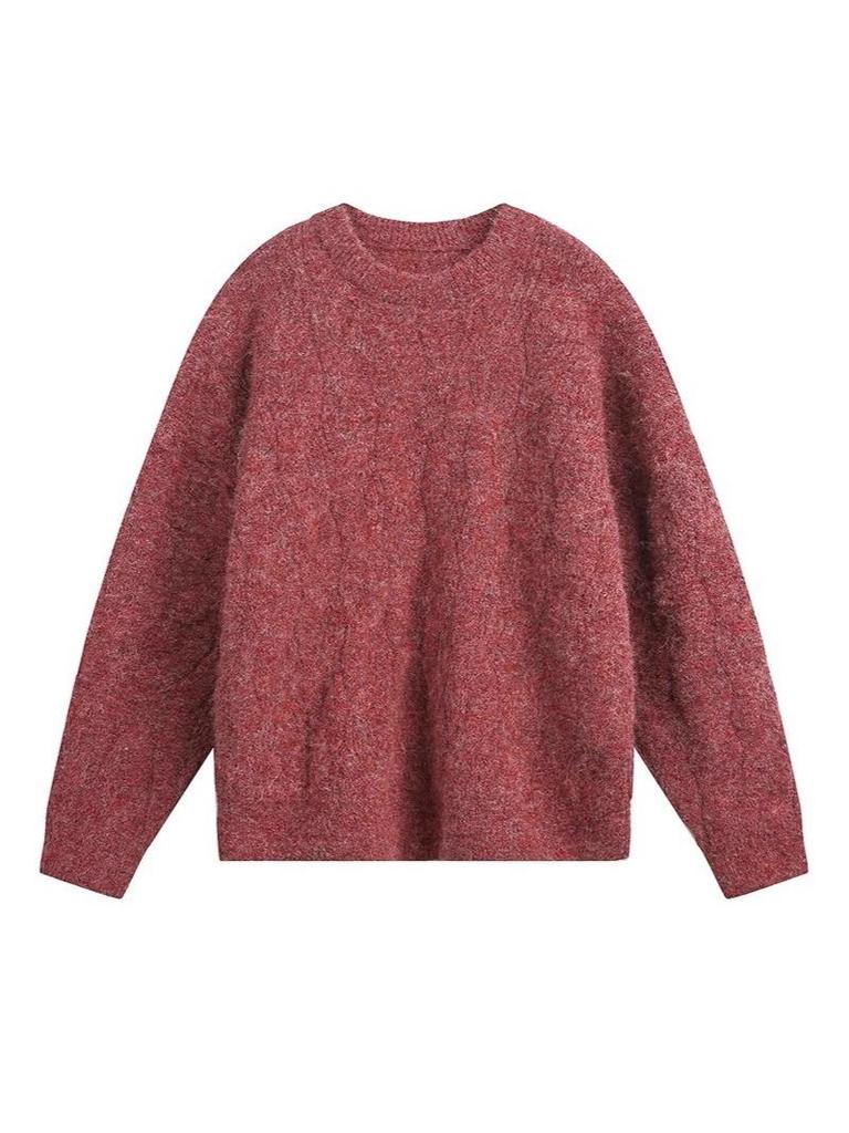 Men's Trendy Cable Knit Sweater - Round Neck, Autumn/Winter, Loose Fit, Retro Casual Base Layer