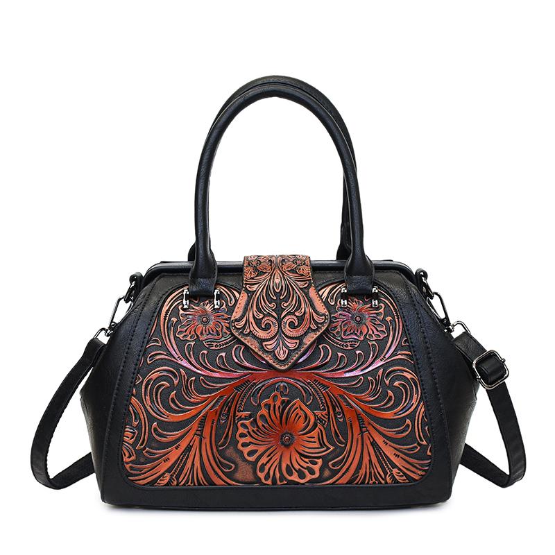 High Quality Vintage 3D Embossed PU Leather Women Shoulder Crossbody Bags Large Capacity Female Handbags Luxury Women's Tote Bag