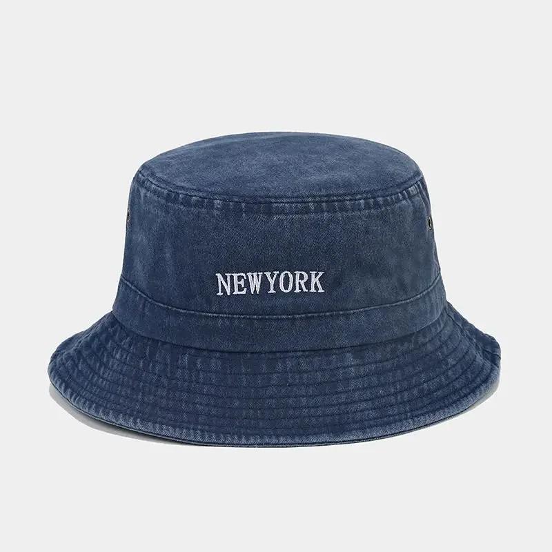 Spring and Summer Cotton Letter Bucket Hat Fisherman Hat Outdoor Travel Sun Cap for Men and Women 85